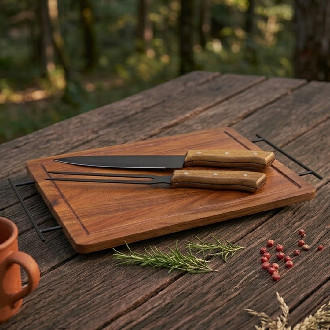 TABLA CON SET DE ASADO ACACIA